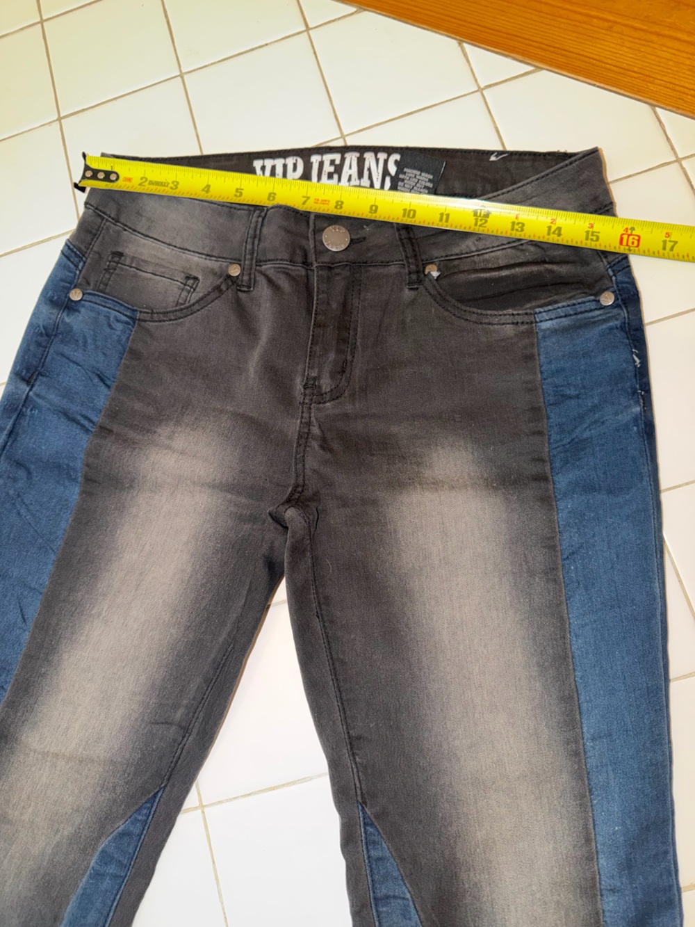 Women’s two tone denim jean pants party travel summer winter casual sport fray - Picture 7 of 9